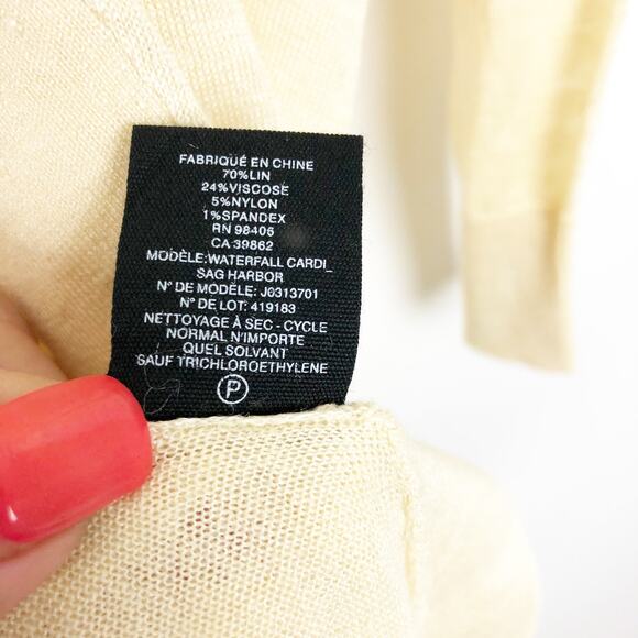 Theory Womens Sag Harbor Cardigan Small Cream Sweater Open Front Waterfall NWT - Picture 8 of 9